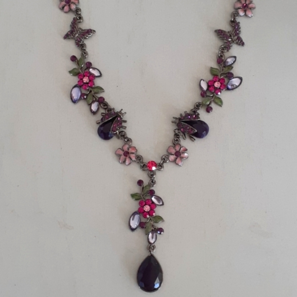 + Sparkle and shine bejeweled floral Y-necklace